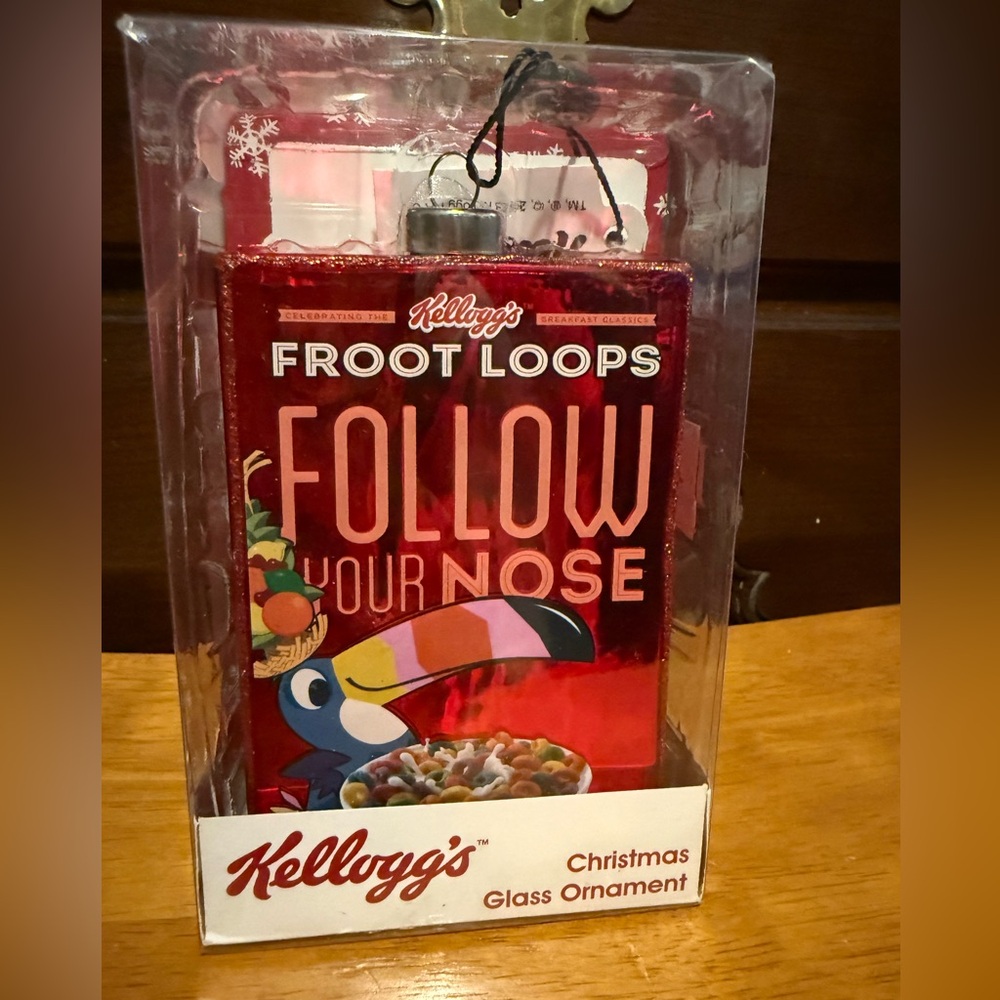 Froot Loops Glass Ornament 4.5 Inch, Glass - Toucan Follow Your Nose Kelloggs